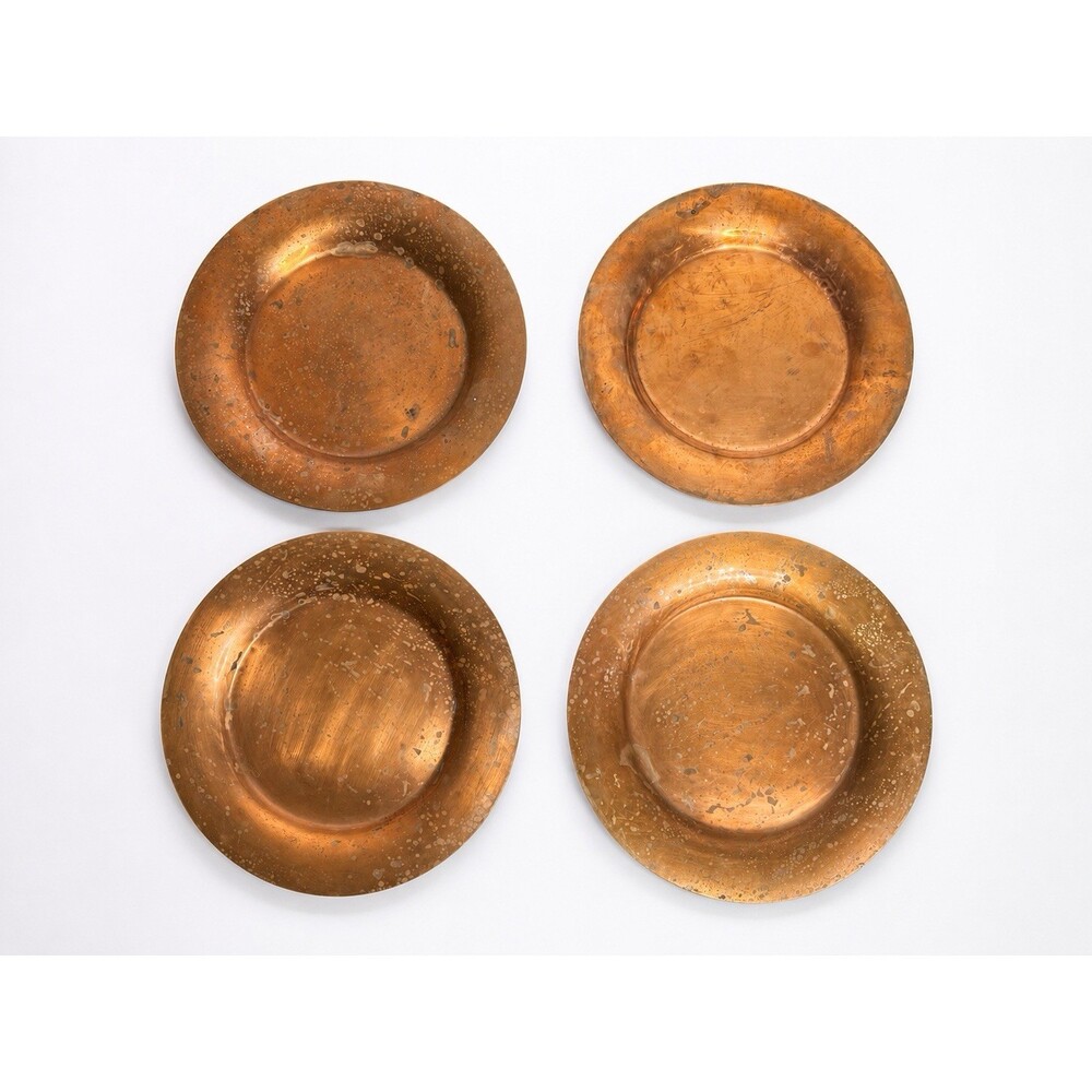 Vintage heavy copper charger plates - set of 4- aged